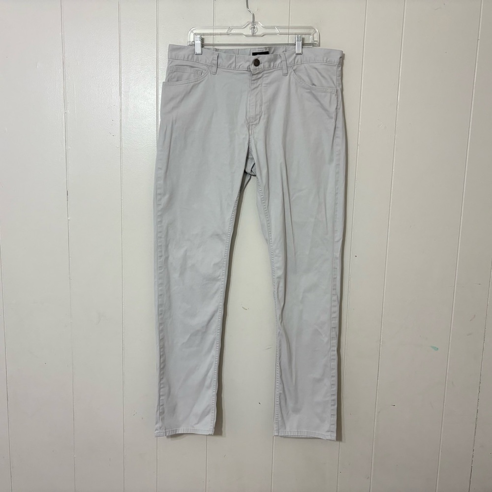 Theory Haydin Jenz Maten Pants Mens 36 Light Gray Stretch Chino Business Casual